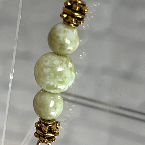 REIMAGINED Serpentine Stone Gold Plated Hook Earrings - Picture 2 of 5